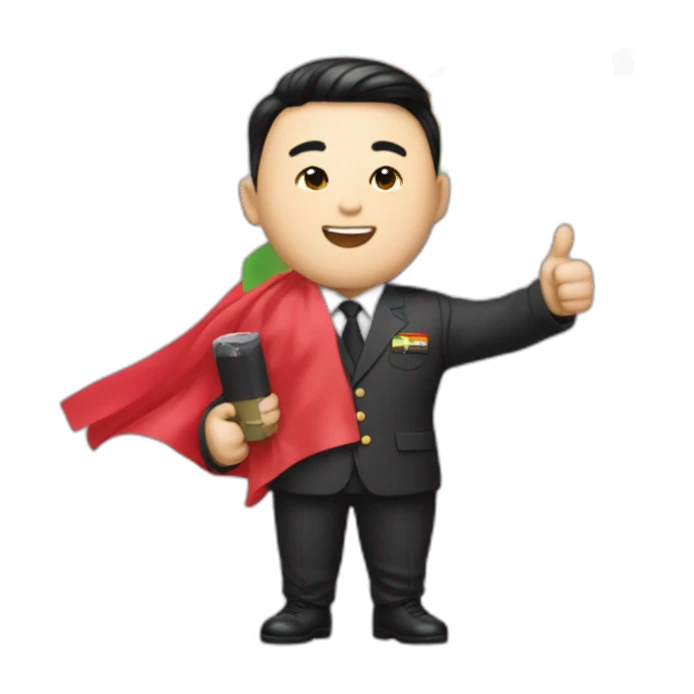 Kin Jong-un yuholding a lgbt flag and giving a thumbs up sticker
