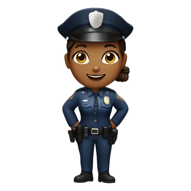 A police woman, brown skin, happy sticker