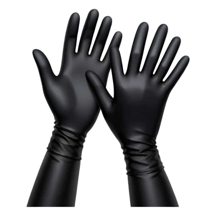 shiny black latex gloves on male hands sticker