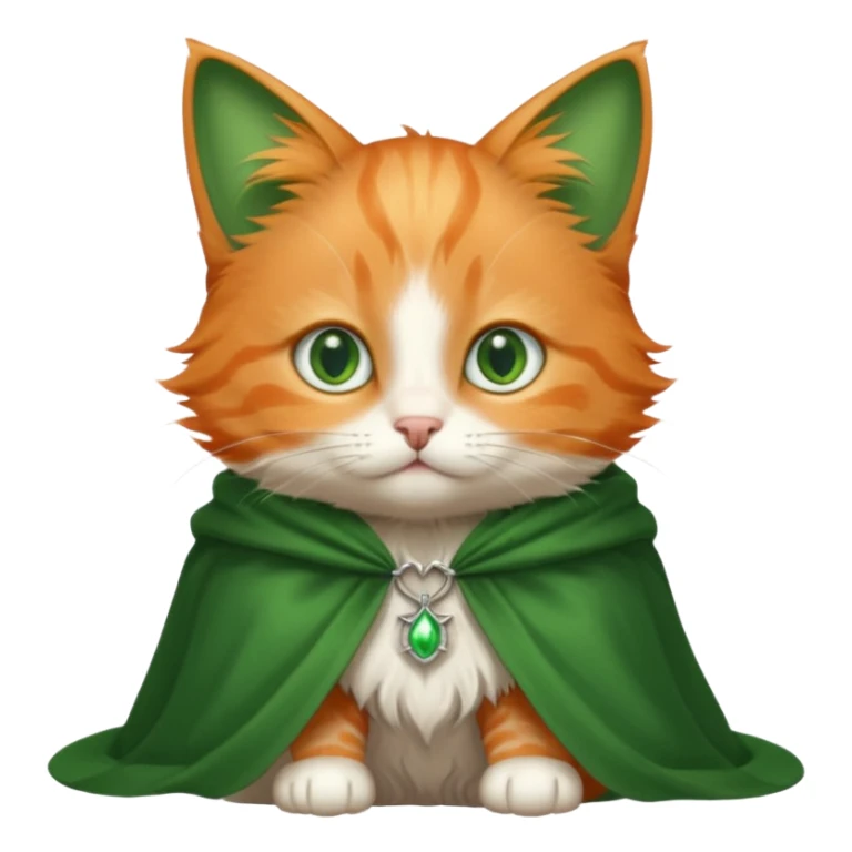 baby orange cat green eyes, in magic silver cloak sticker