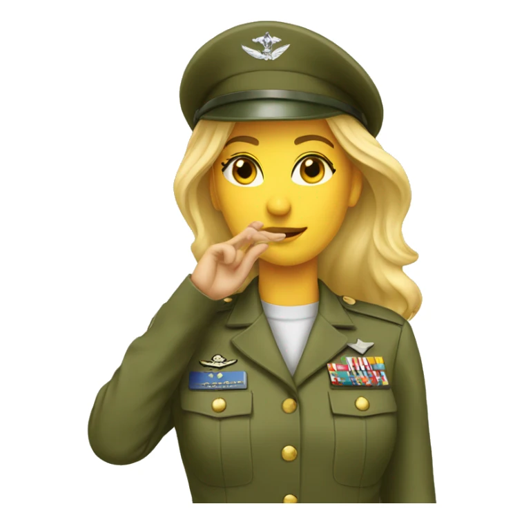 Blonde female military officer saluting sticker