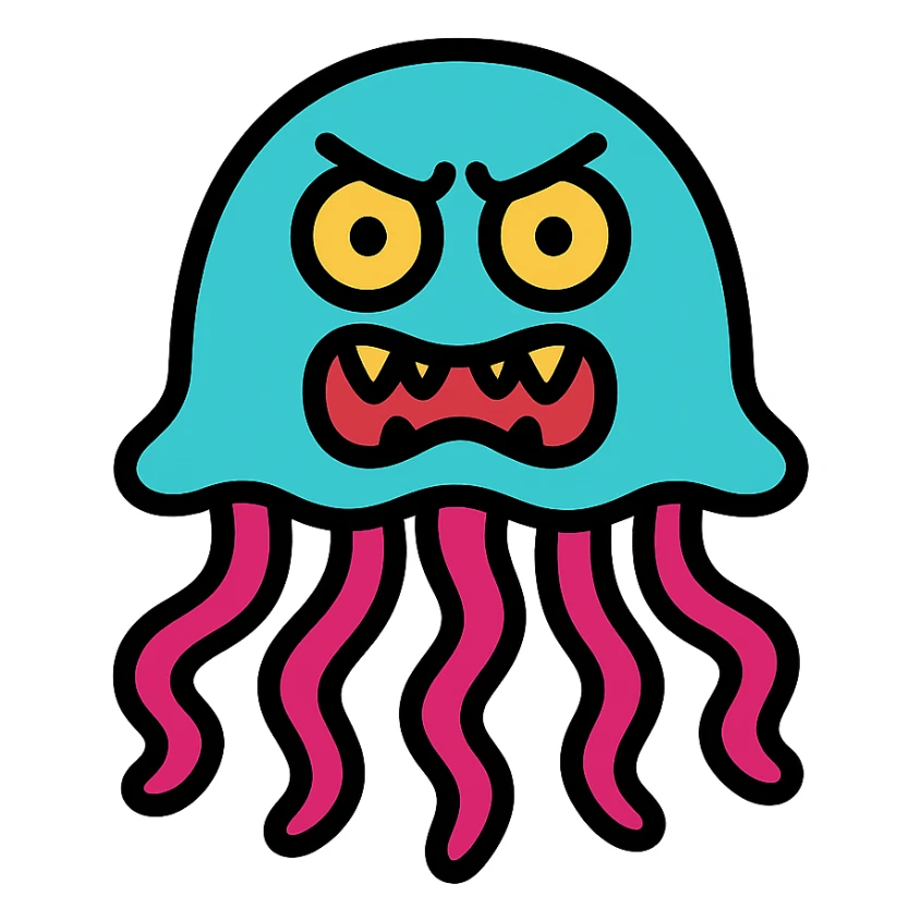 A scary crazy jellyfish sticker