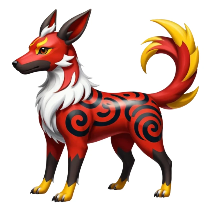 Shiny colorful Oriental painted marked patterned Asian beautiful elegant extravagant extraordinary Houndoom-Electrike-Zangoose-fusion sticker