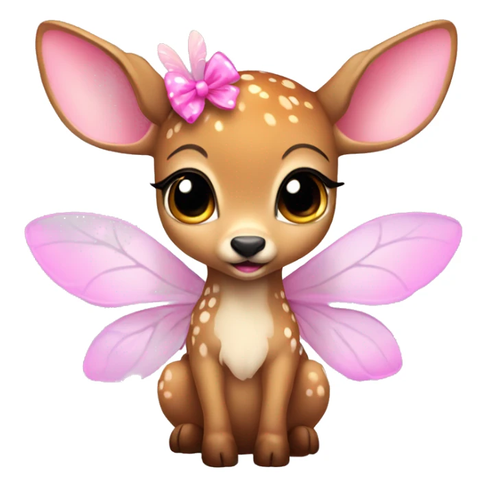 baby deer with fairy wings and a pink bow around its neck  sticker