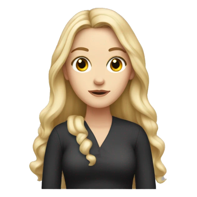 white girl, long back hair, black eye, her hands are folded in front sticker