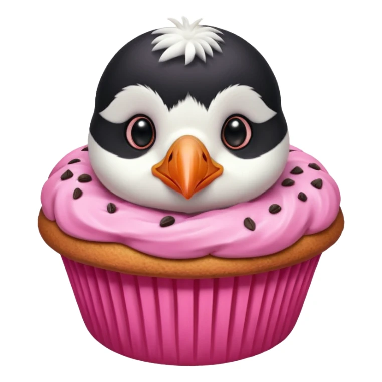 pink puffin that is pink, eating a muffin that is pink sticker