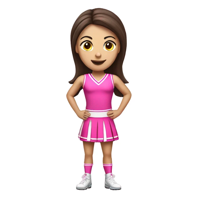 Brunette Caucasian cheerleader in pink, full body sticker
