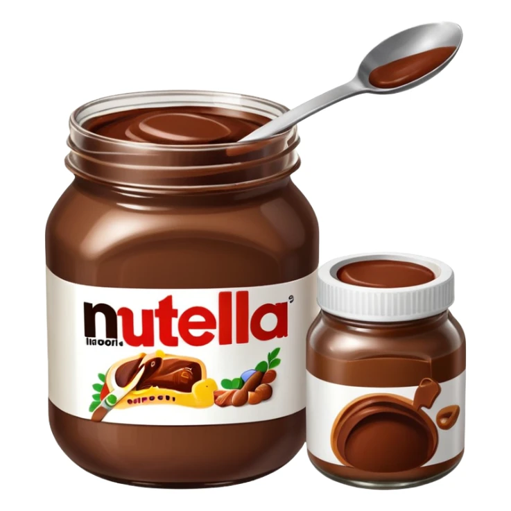 Nutella with a spoon. The glas of Nutella is almost empty  sticker