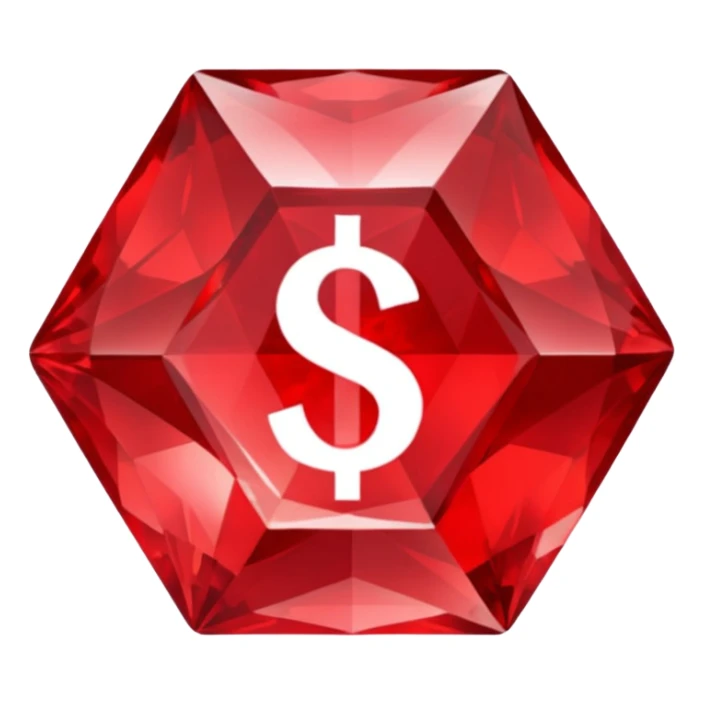 Red crystal with a $ drawn in the center of the crystal. sticker