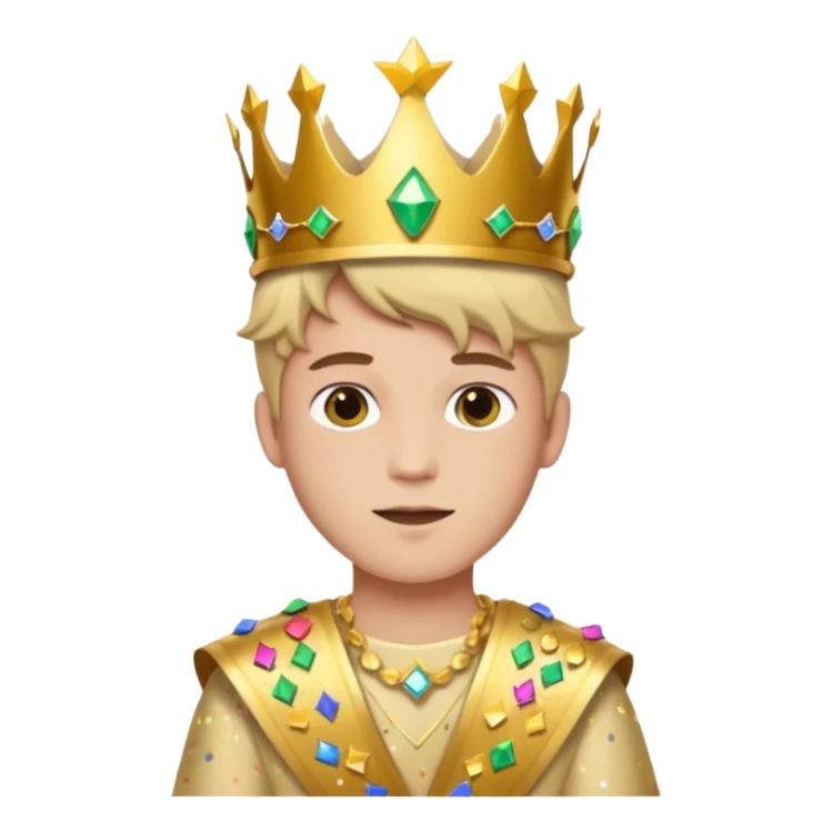 Festival Prince – gold sash + confetti crown, Golden Princes. sticker
