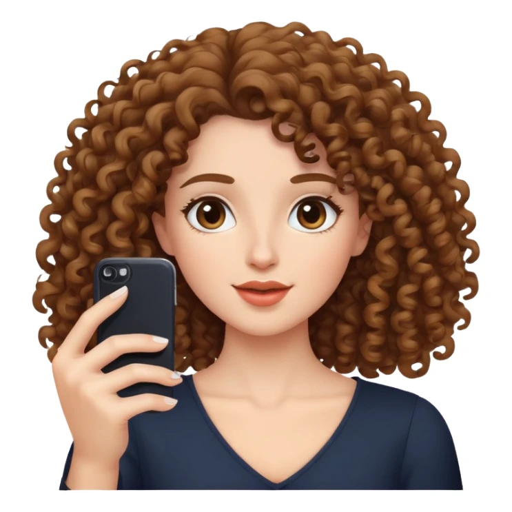woman taking a selfie, curly hair sticker