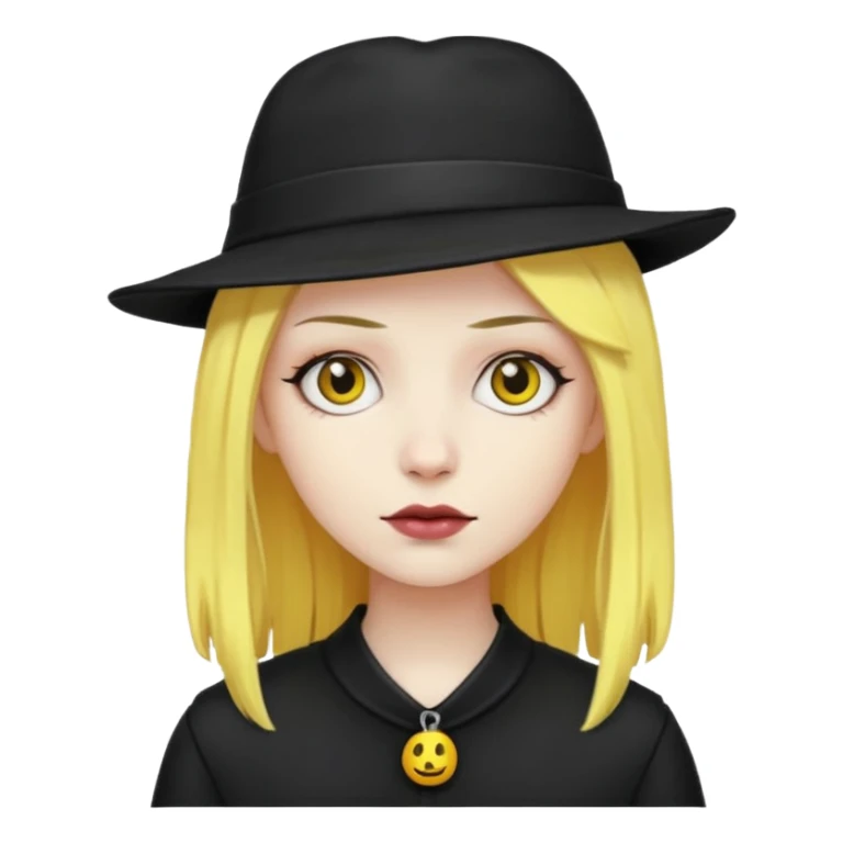 goth in hat, yellow hair sticker