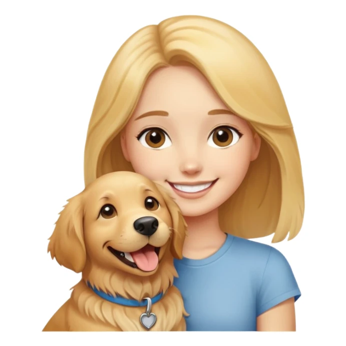 smiling girl with dog sticker