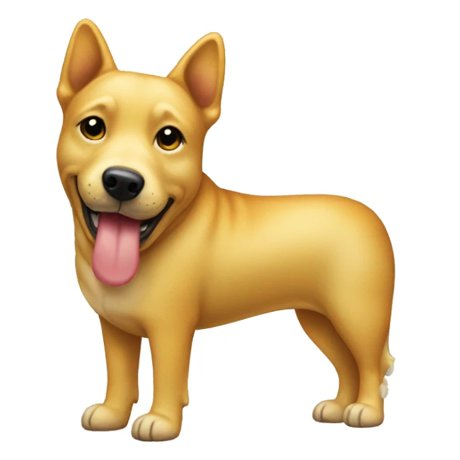 Emoji with a yellow bone dog treat in its mouth sticker