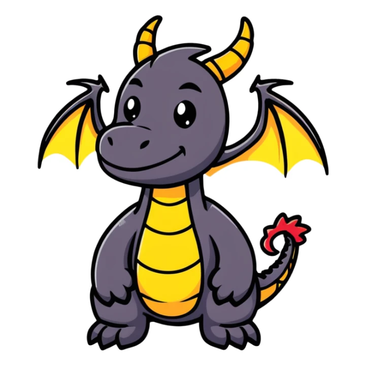 A colorful friendly cartoon dragon with wings and horns sticker