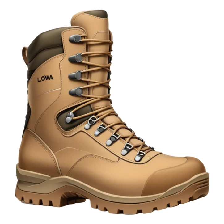 Lowa military tactical hiking boots in tan color sticker