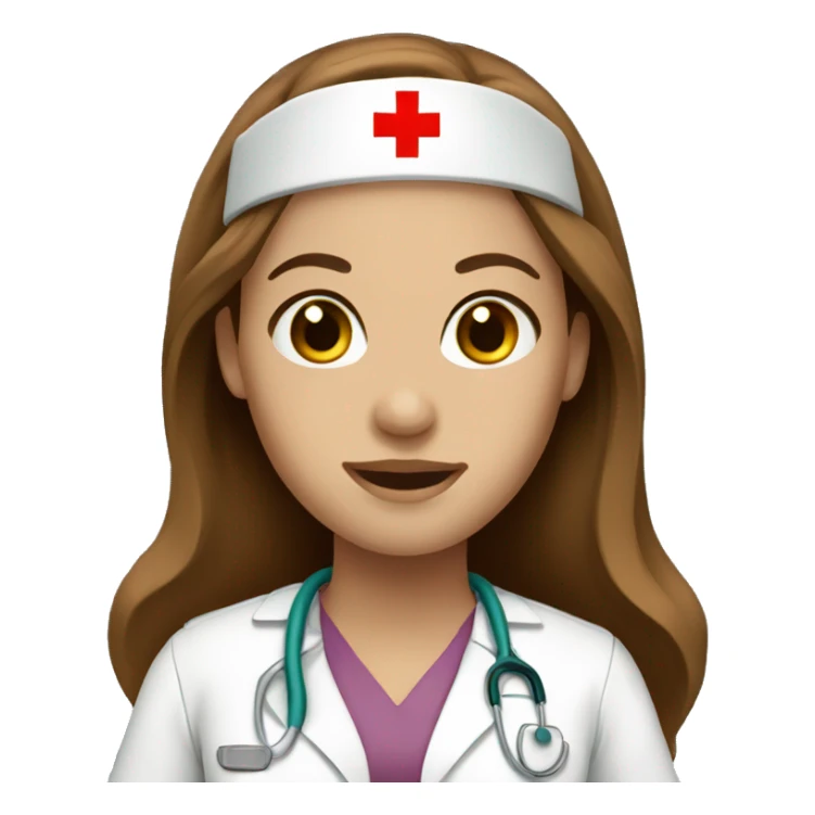 Nurse with long brown hair fair skin sticker