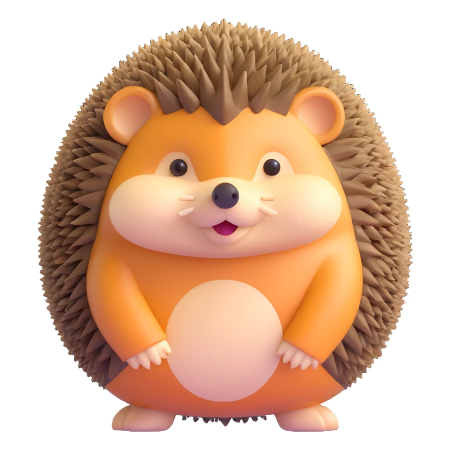 small cute hedgehog with round body, brown spines, pointed nose and tiny legs sticker