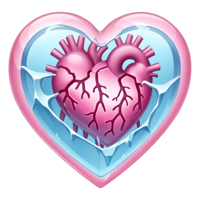 Heart encased in ice, fracture spreading sticker