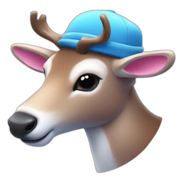 humanoid-reindeer-with-blue-nose-pink-hat-chibbi sticker