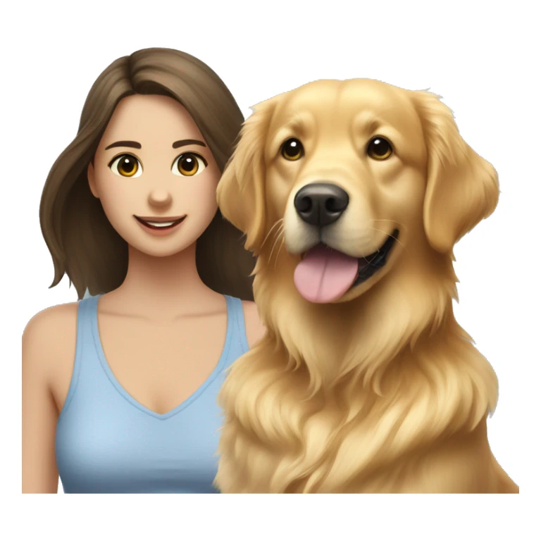 golden retriever next to brunette girl  sticker