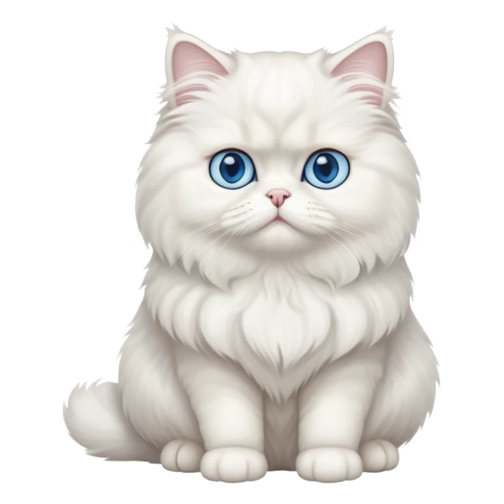 white Persian cat full body sitting with blue eyes sticker