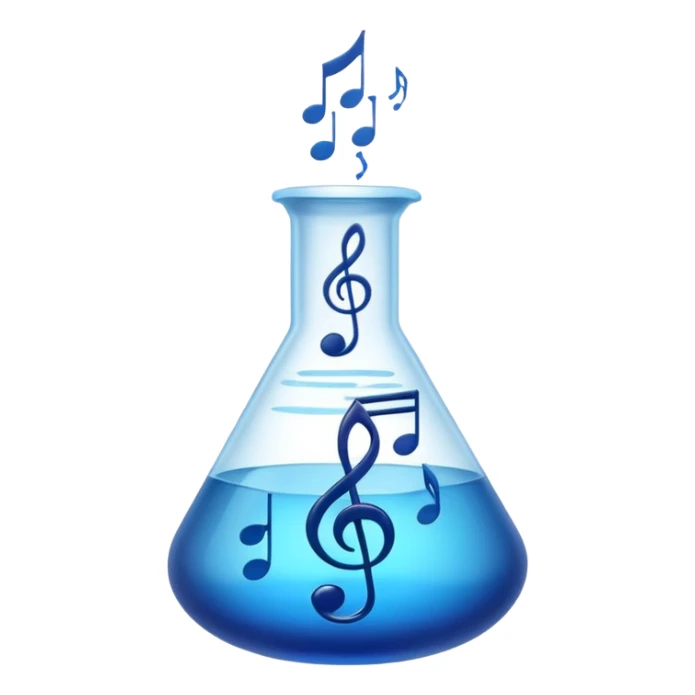 blue flask beaker with music coming out sticker