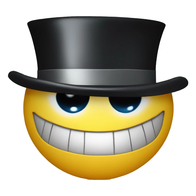 A smiley face with a top hat with long eyes sticker