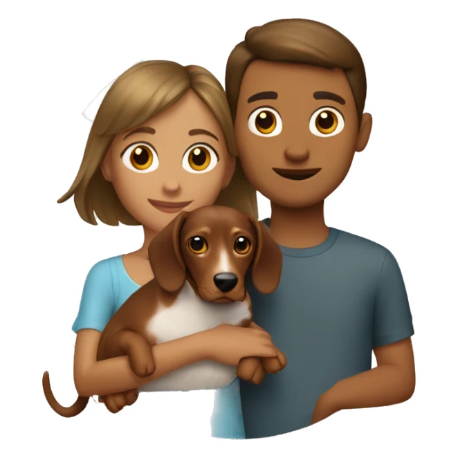 Girl and boy with two dachshunds sticker