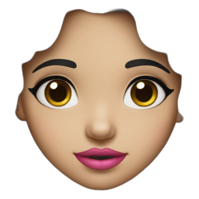 A cute Métis girl with a very clear complexion. She has black hair with large curls, which descend to her shoulders, and a pink lipstick on luscious lips. sticker