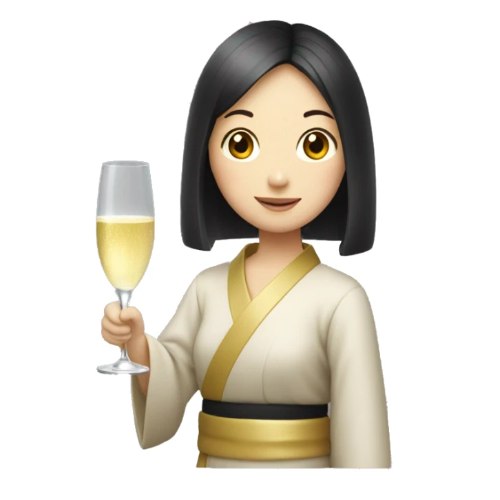 Japanese girl holding a champagne glass  sticker