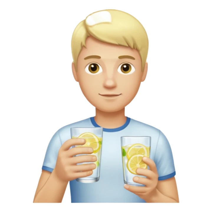 blonde man holding a glass of lemon water sticker