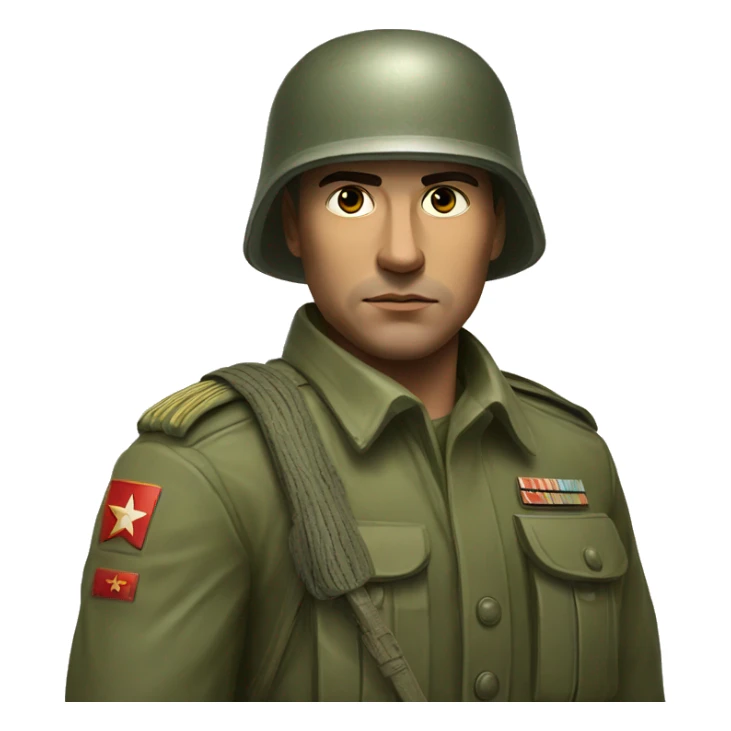 realistic ussr soldier serious with military takes sticker