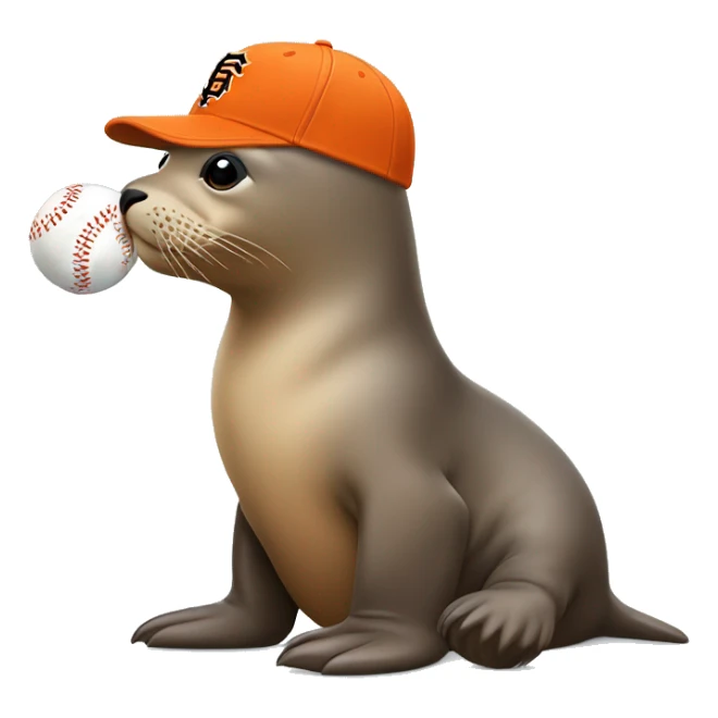sea lion with a san francisco giants baseball cap sticker
