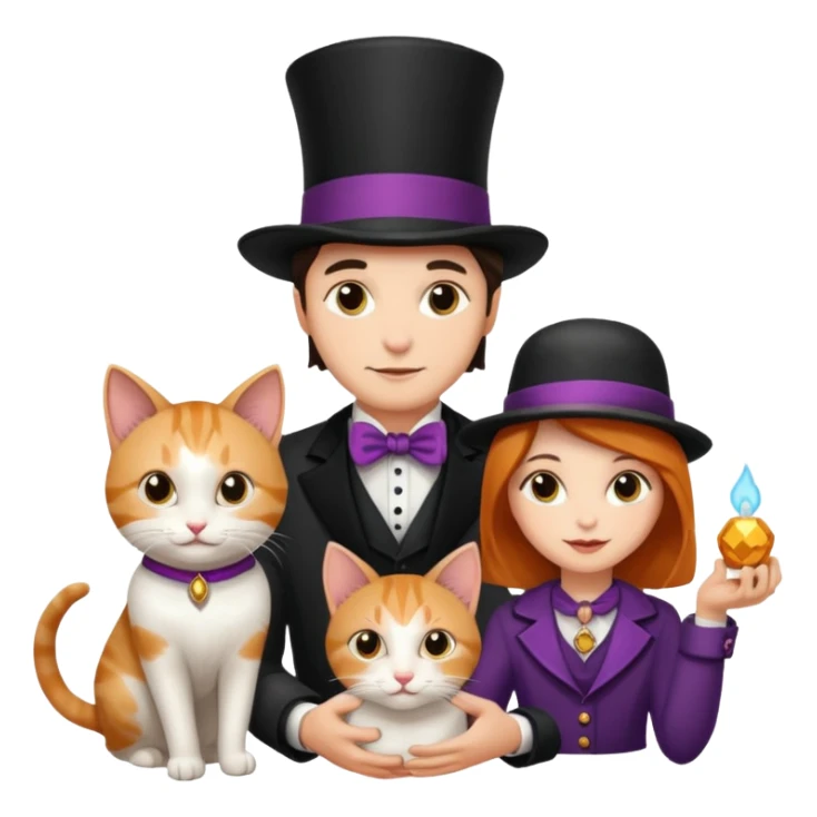 magician couple and their pet cat sticker