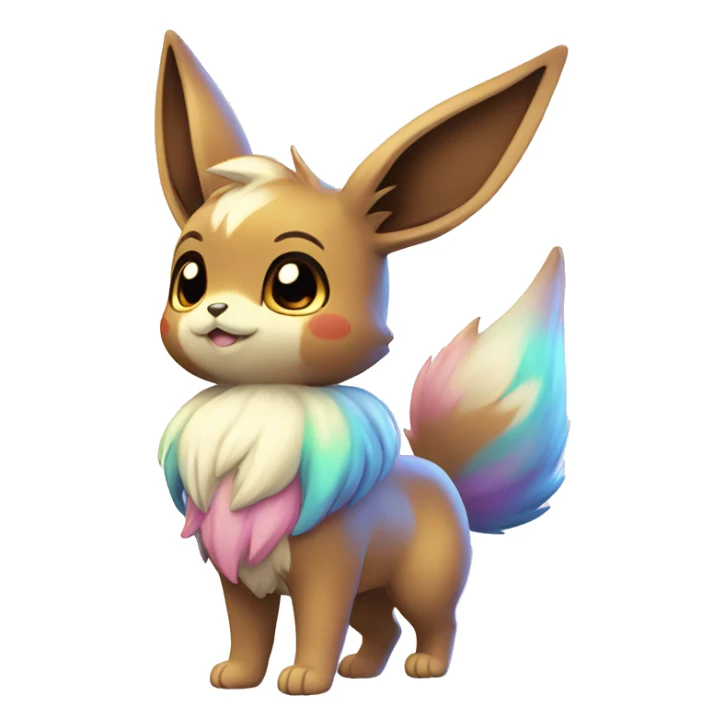 Kawaii Shiny Colorful Pastel Eevee Full Body sticker