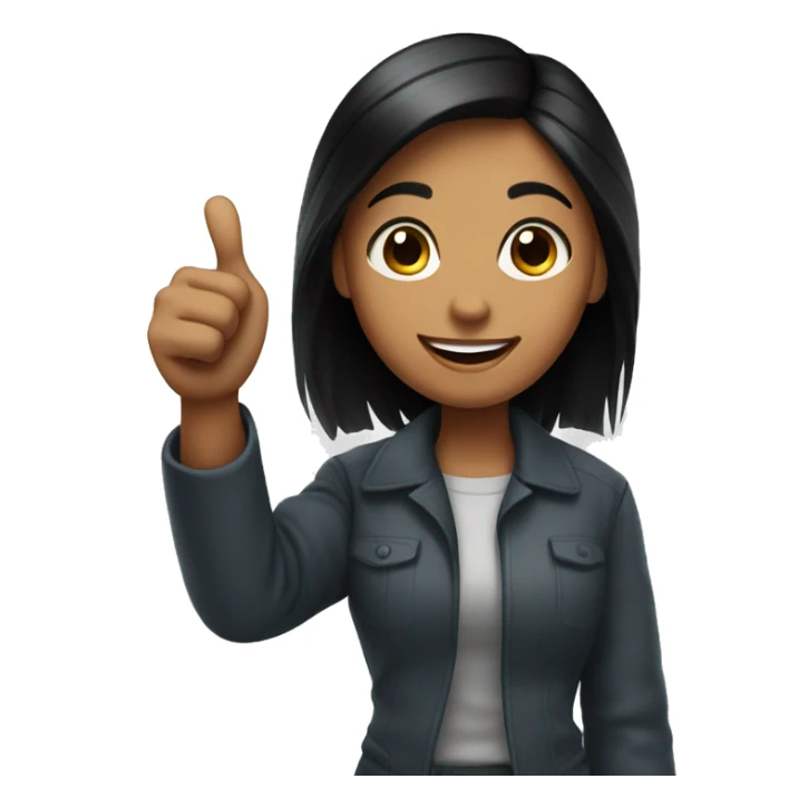 A black-haired girl giving a thumbs-up sticker