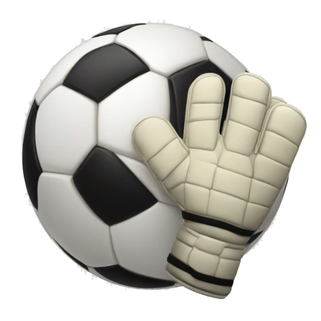 A soccer ball with goalie gloves around it sticker