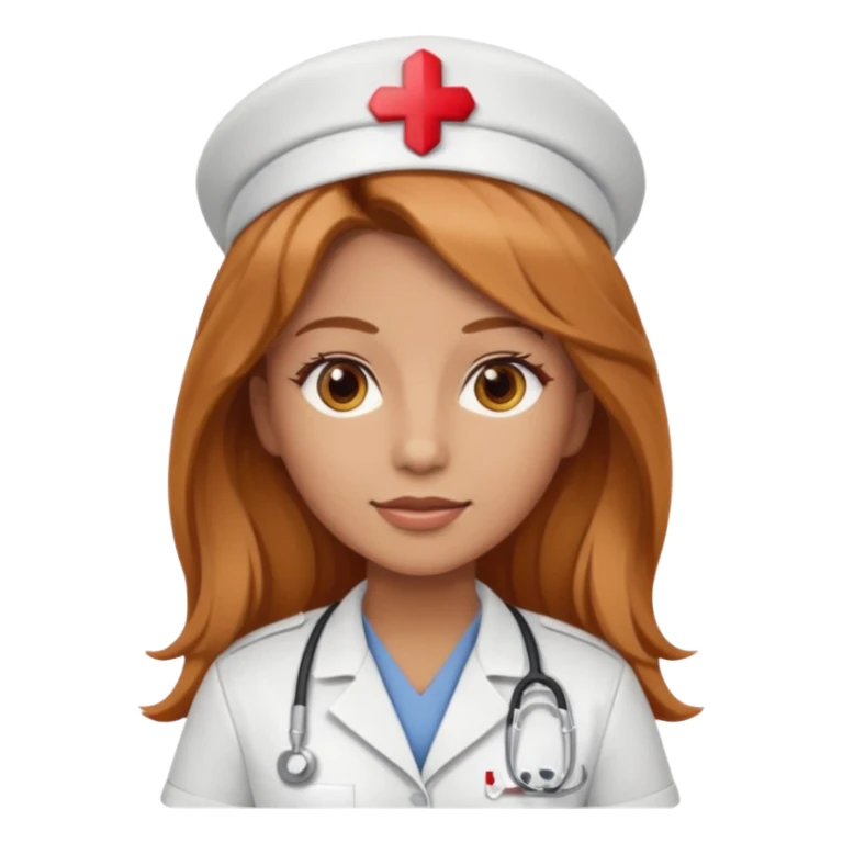 nurse with long dark strawberry blonde hair with brown eyes sticker