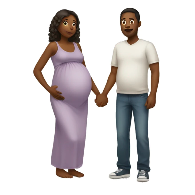A pregnant woman with her husband  sticker