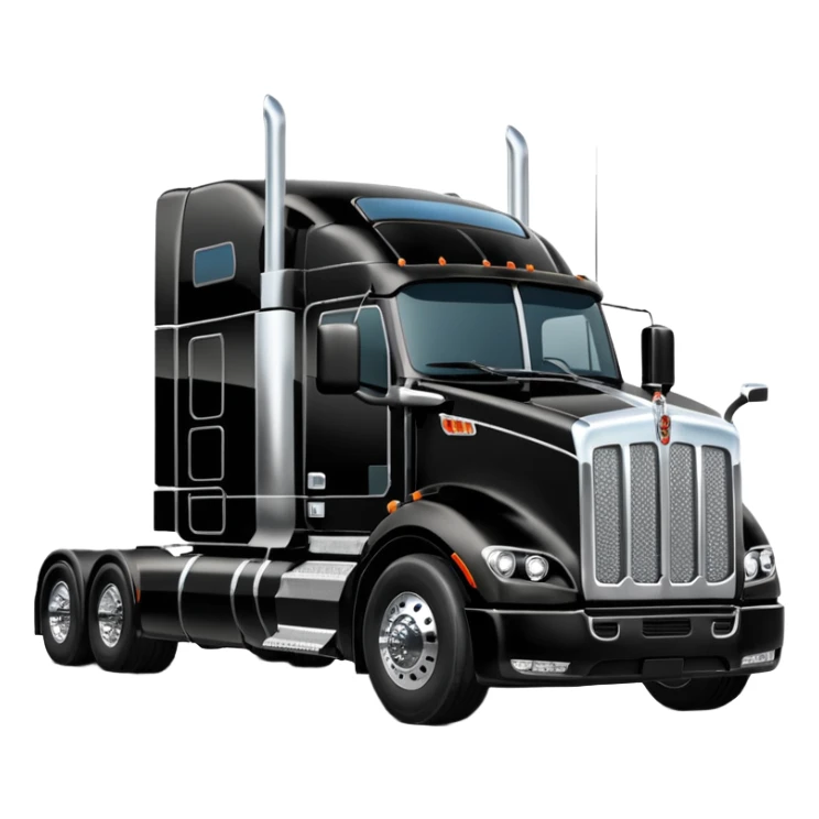 2026 Black Kenworth T680 Flat Top Semi Sleeper with stacks make realistic sticker