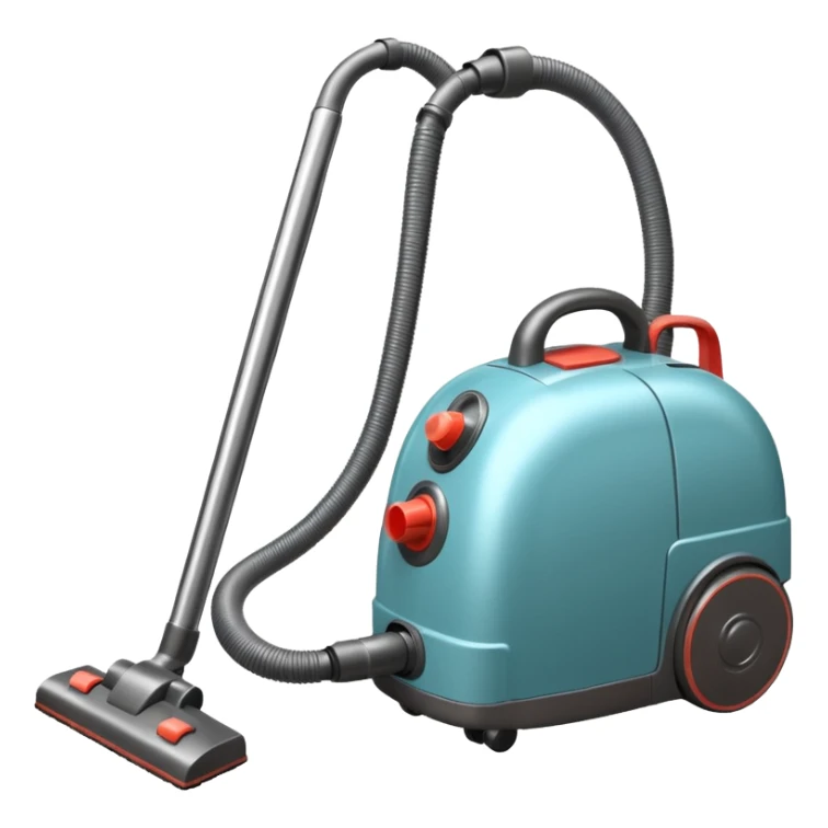 vintage vacuum cleaner cleaning dust from a carpet, old-fashioned design, metal body, visible dust being sucked in, classic household appliance, retro style, 3D cartoon, mobile game icon style, centered, clean background, no people, no animals, no text, no watermark
 sticker