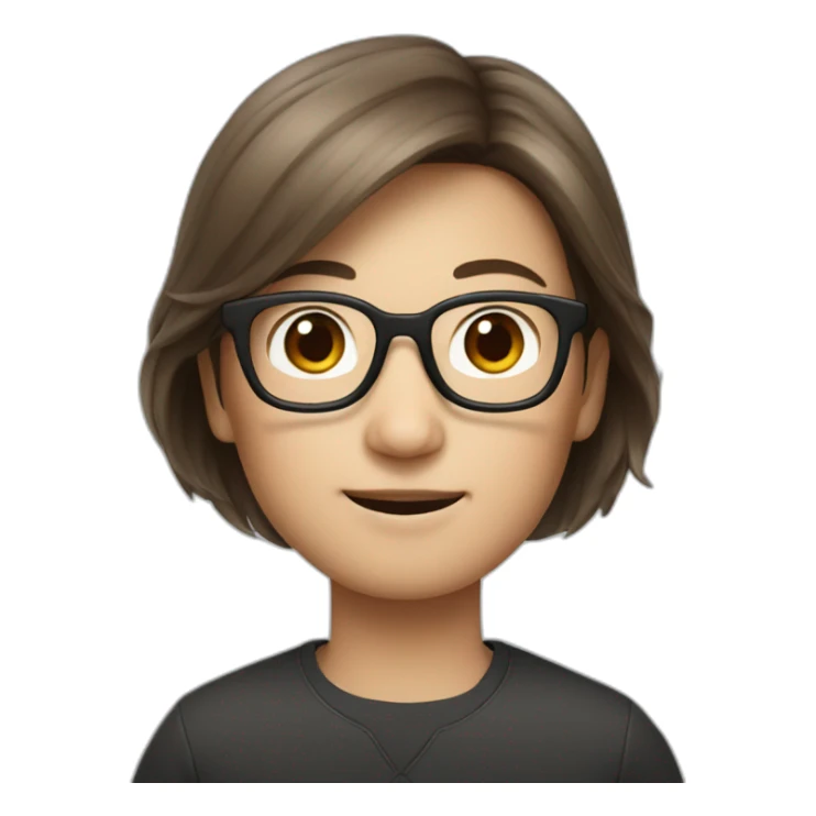 Tim cook with a brown hair Korean girl with eyeglasses sticker