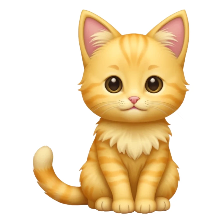 A cute cartoon yellow kitten sitting and wagging its tail and animated. sticker