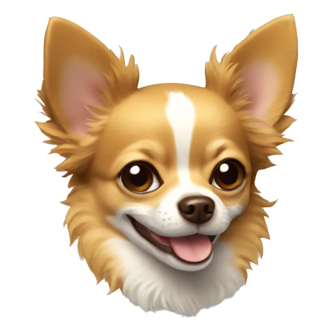Gold-brown, fuzzy Chihuahua smiling sticker