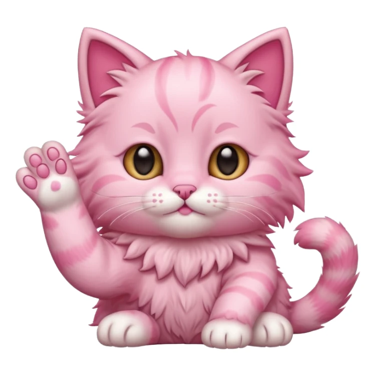 Cute pink kitty holding up its paws sticker