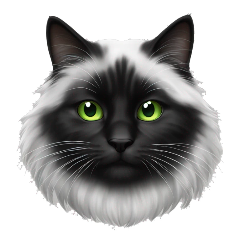 scottish long-haired black and white cat with green eyes sticker