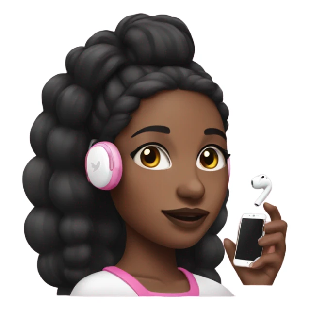Pink black girl with air pods and iPhone sticker