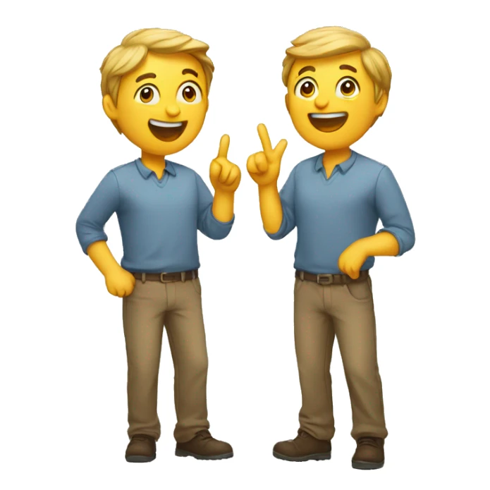 a happy person pointing something out to another surprised person sticker