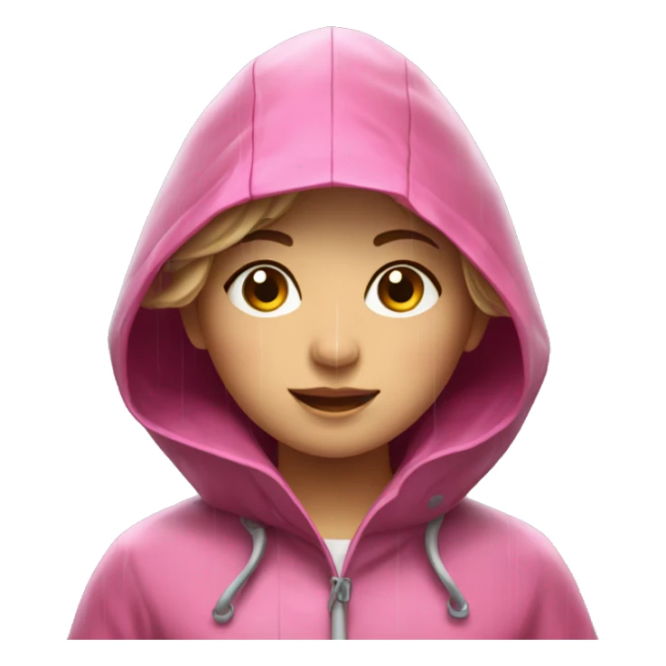 Girl in Pink dress raincoat in downpour sticker